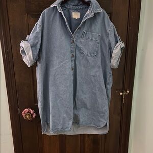 Sezane Blue Denim Shirt Dress